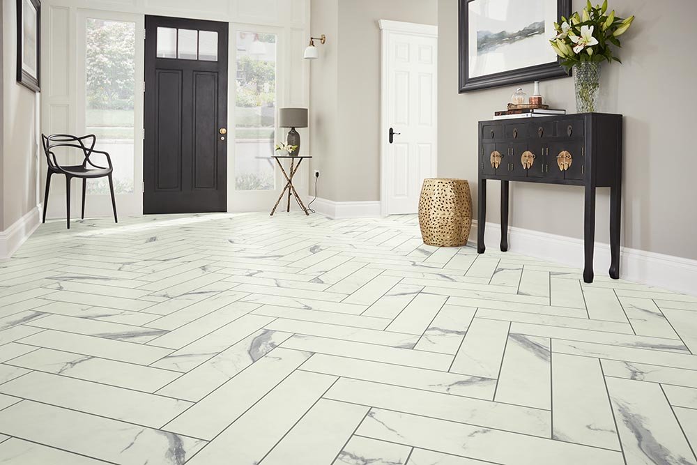 Entry Foyer Luxury Vinyl Tile Herringbone LVT -  Design Network COLORTILE in Wichita, KS